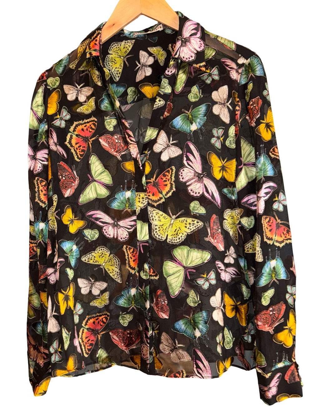 Alice + Olivia Eloise Butterfly Print Button-Up Shirt - Picture 6 of 11